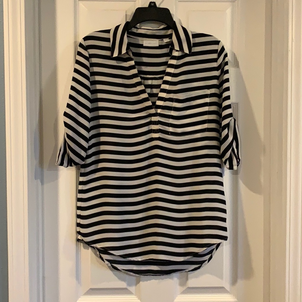 Black and white striped blouse